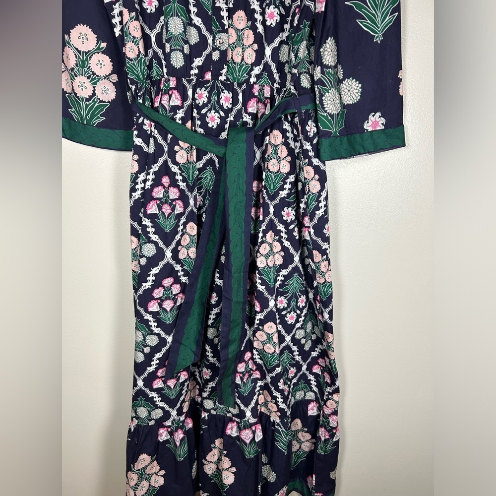 NEW NWT CELINA MOON Navy Tie Waist Floral Maxi Dress 100% Cotton - Picture 6 of 14